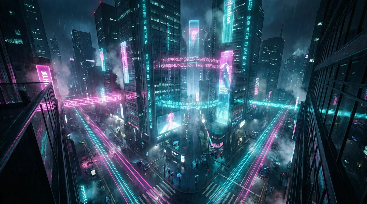 电视剧上海滩生死较量 竖屏短剧平台首页背景 - 赛博朋克都市夜景